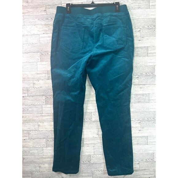 Lark Lane Womens Pants Size 12 Teal Corduroy Pull-On Straight Leg Stretch Velvet - Picture 2 of 9